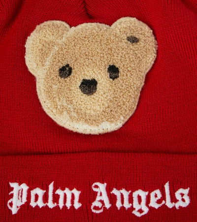 Shop Palm Angels Appliquéd Logo Virgin Wool Beanie In Red
