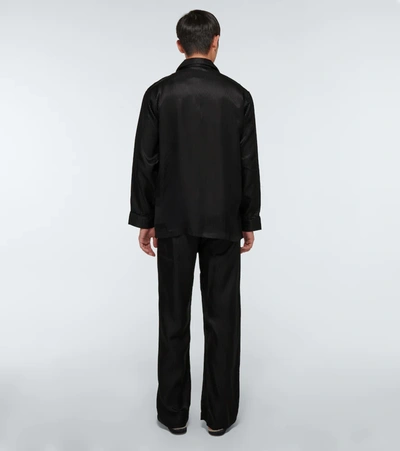 Shop Derek Rose Woburn Striped Silk Pajama Set In Black