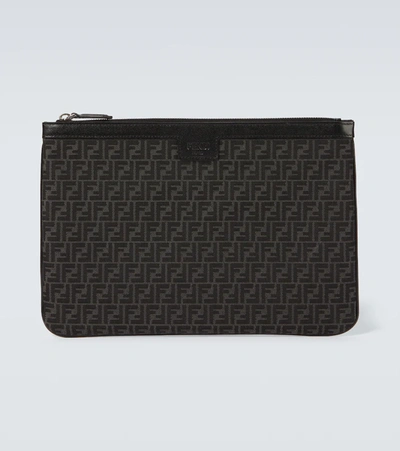 Shop Fendi Ff Canvas Pouch In Black