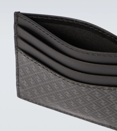 Shop Fendi Ff Leather Cardholder In Black