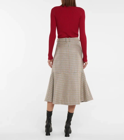 Shop Stella Mccartney Plaid Midi Skirt In Multicoloured