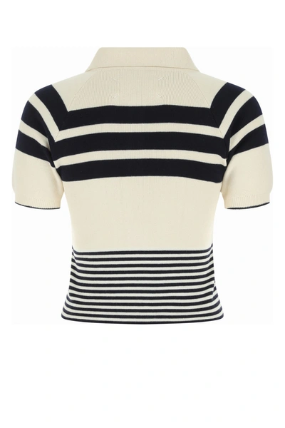 Shop Maison Margiela Embroidered Cotton Blend Polo Shirt  Stripped  Donna Xs