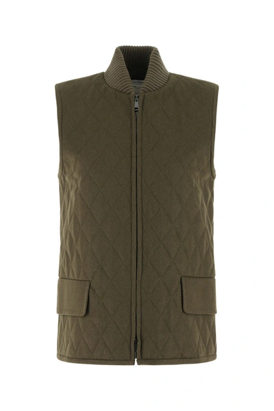 Shop Max Mara Khaki Wool Orafo Sleeveless Jacket Green  Donna 40