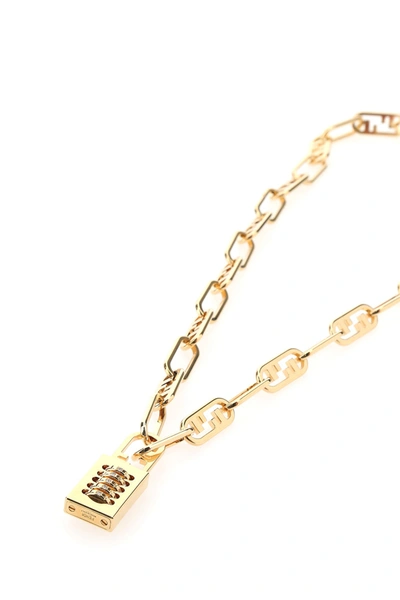 Shop Fendi Gold Metal O'lock Necklace Gold  Donna Tu