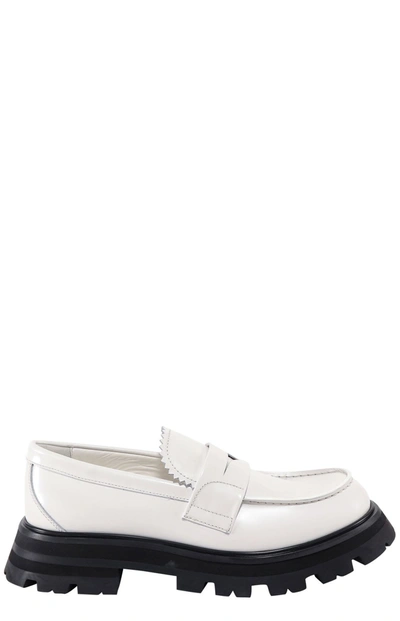 Shop Alexander Mcqueen Wander Penny Loafers In White