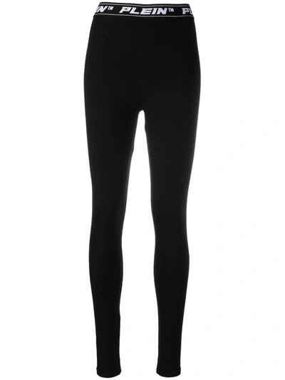 Shop Philipp Plein Logo-waistband Leggings In Black