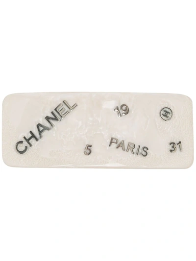 Pre-owned Chanel 1999 Cc Logo-lettering Hairclip In White