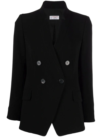 Shop Alberto Biani Notched-lapels Double-breasted Blazer In Black
