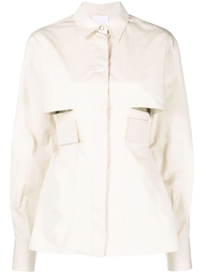 Shop Givenchy Long-sleeve Cut-out Shirt In Neutrals