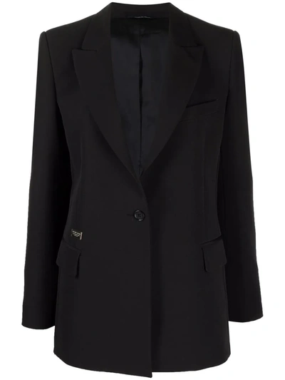 Shop Philipp Plein Logo Patch Tailored Blazer In Black