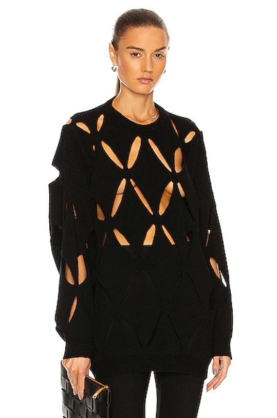 Shop Valentino Net And Cut Out Sweater In Nero