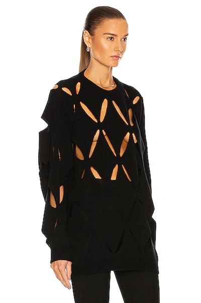 Shop Valentino Net And Cut Out Sweater In Nero