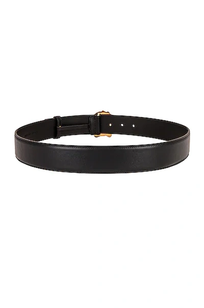 Versace Black Leather Belt With Logo Buckle In Black & Gold