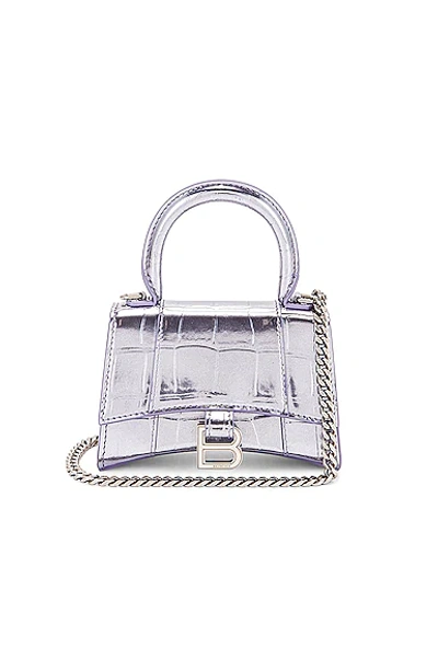 Shop Balenciaga Mini Hourglass Top Handle Bag In Lilac