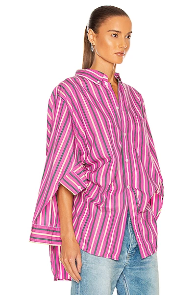 Deconstructed Striped Cotton Shirt In Pink & Green