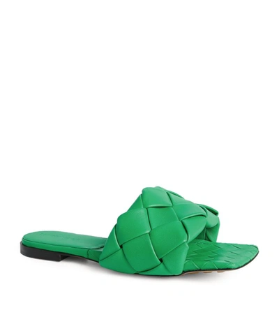 Shop Bottega Veneta Quilted Leather Lido Flat Sandals In Green