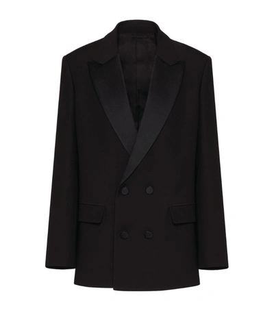 Shop Valentino Wool-silk Tuxedo Blazer In Black