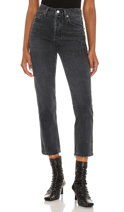 Shop Agolde Riley High Rise Straight Crop In Black