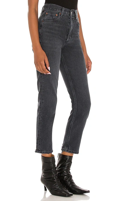 Shop Agolde Riley High Rise Straight Crop In Black