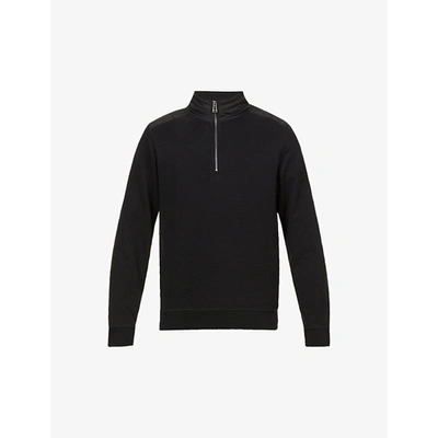 Shop Belstaff Jaxon Zip-up Cotton-jersey Sweatshirt In Black