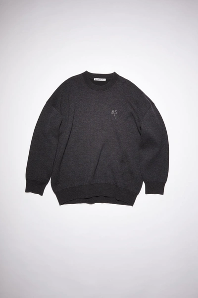 Shop Acne Studios Crew Neck Sweater In Anthracite Grey