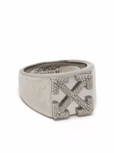 Shop Off-white Industrial Arrows-motif Ring In Silber