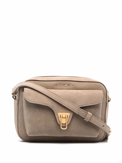 Coccinelle Beat Suede Crossbody Bag In Nude | ModeSens