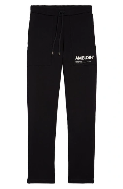 Shop Ambush Workshop Logo Cotton Fleece Joggers In Black/ White