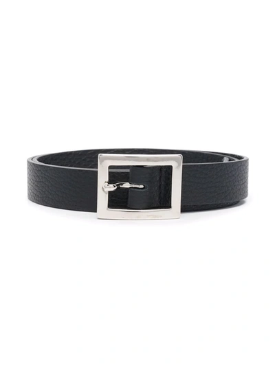 Shop P.a.r.o.s.h Pebbled Leather Belt In 黑色