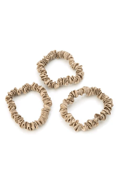 Shop Blissy 3-pack Skinny Silk Scrunchies In Taupe