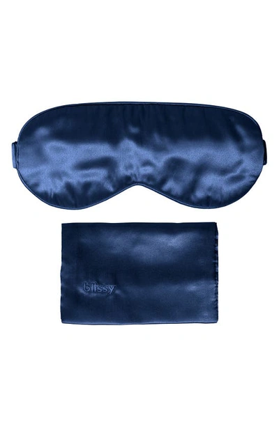 Shop Blissy Silk Sleep Mask In Navy