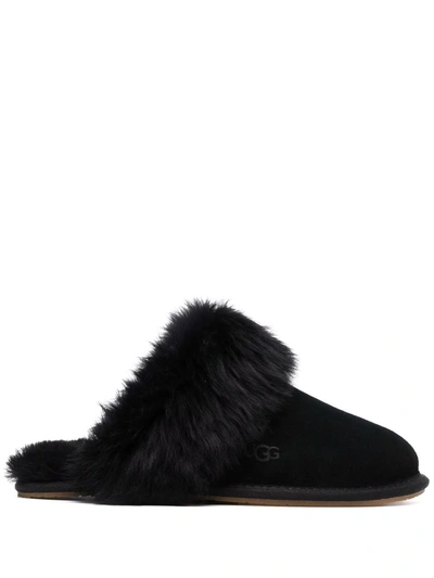 Shop Ugg Scuff Sis Suede Slippers In 黑色