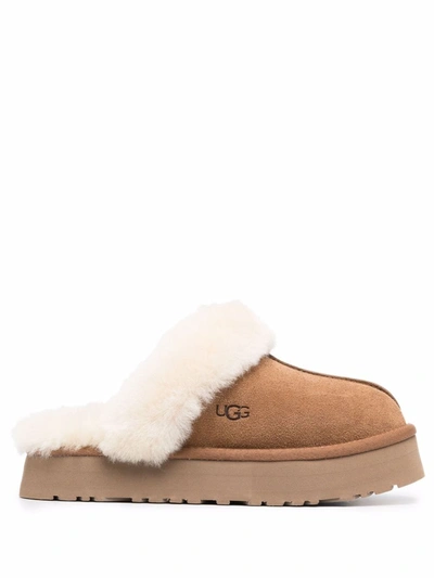 Shop Ugg Disquette Suede Slippers In 褐色