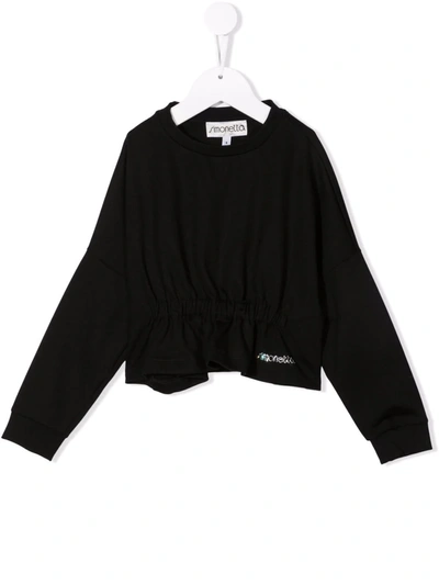 Simonetta Rhinestone-embellished Logo Blouse In 黑色