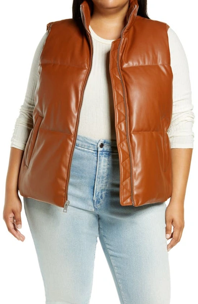 Levi's Trendy Plus Size Faux-leather Puffer Vest In Camel | ModeSens