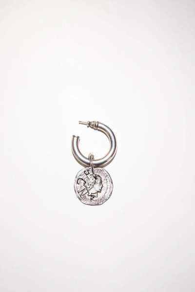 Shop Acne Studios Coin Charm Earring In Antique Silver
