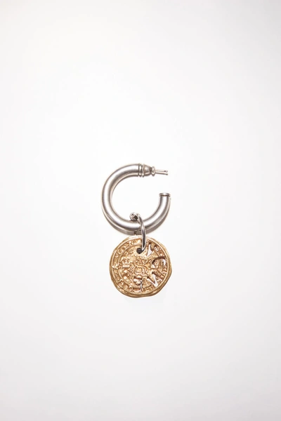 Shop Acne Studios Coin Charm Earring In Antique Silver/antique Gold