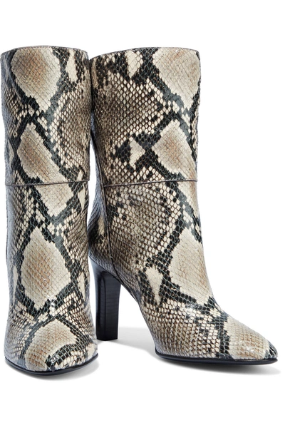 Shop Giuseppe Zanotti Kubrick 90 Snake-effect Leather Ankle Boots In Animal Print