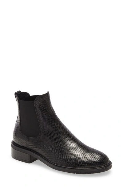 Shop Agl Attilio Giusti Leombruni Chelsea Boot In Black Pressed Snake Leather