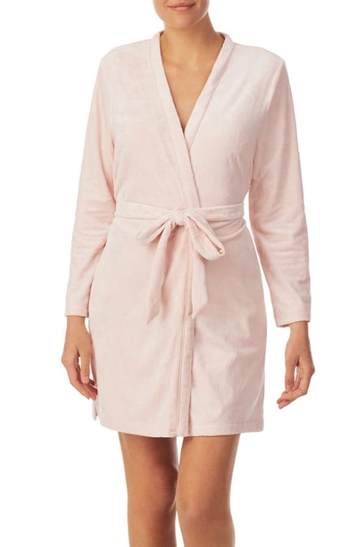 Kate Spade Embossed Velour Short Robe In Pink