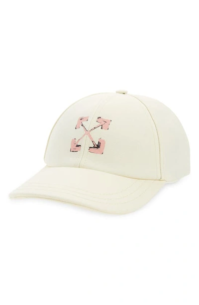Shop Off-white Painted Arrows Logo Cotton Baseball Cap In Beige Pink