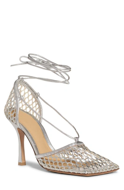 Bottega Veneta Neutral Stretch 90 Mesh Pumps In Silver