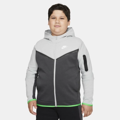 Nike Sportswear Tech Fleece Big Kids' Full-zip Hoodie (extended Size) In  Light Smoke Grey,anthracite,light Green Spark,sail | ModeSens