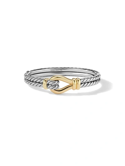 Shop David Yurman Women's Thoroughbred Loop Bracelet With 18k Yellow Gold In Silver