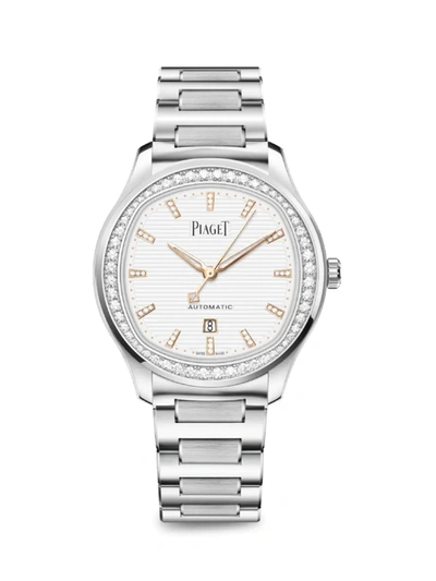 Shop Piaget Polo White Diamond & Stainless Steel Bracelet Watch