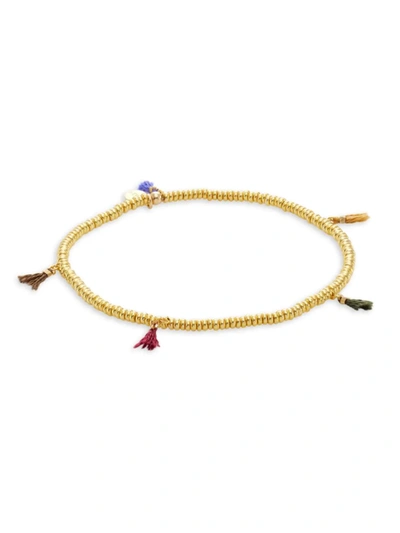 Shop Shashi Women's Lilu 18k Goldplated Tassel Stretch Bracelet