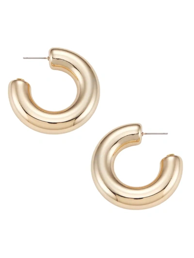 Shop Kenneth Jay Lane Women's Polished Goldtone Tube Hoop Earrings