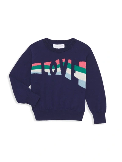 Shop Maison Labiche Little Girl's & Girl's Year Love Graphic Sweater In Navy
