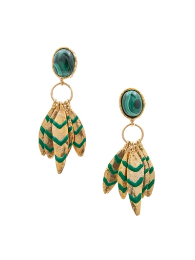 Shop Sylvia Toledano Women's Coussin 22k Goldplated Malachite Drop Earrings