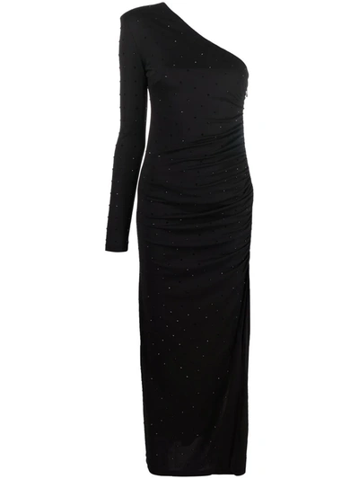 Shop Patrizia Pepe Asymmetric Full-length Dress In Black